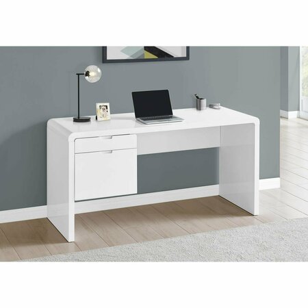 CLEAN CHOICE 60 in. Left-Right Setup 2 Storage Drawers Computer Desk, Glossy White CL2618294